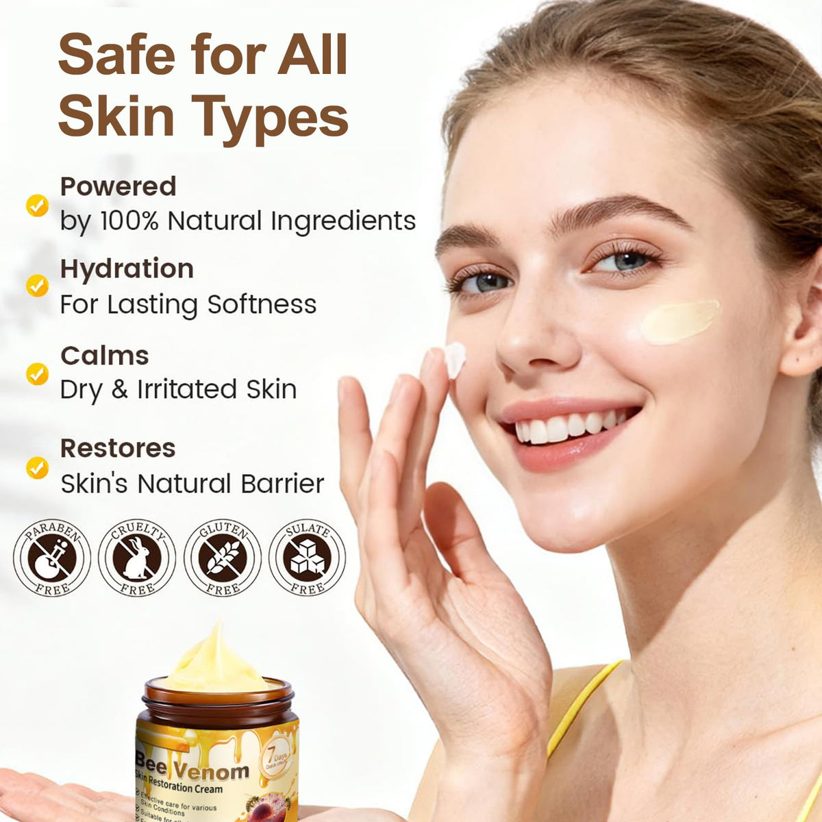 Yocisku application on face with fingertips for targeted firming