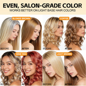 Yocisku application with gloved hands applying dye shampoo for neat, mess-free coloring