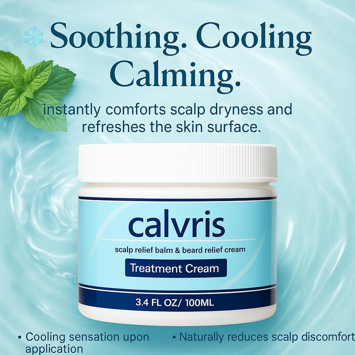 YOCMIPS Calvris beard application close-up, shows soothing comfort for facial hair