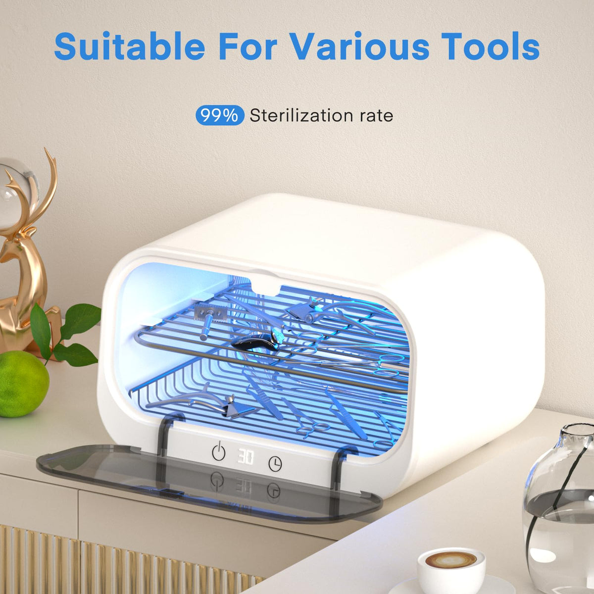 Yofuly sterilizer two movable shelves arranged for organized placement benefit: flexible capacity