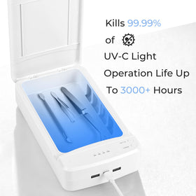 Yofuly tools inside box including clippers and tweezers for versatile sanitizing