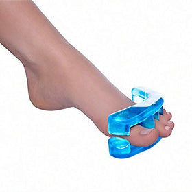 Yoga Toes worn on foot demonstrating gentle toe separation benefit