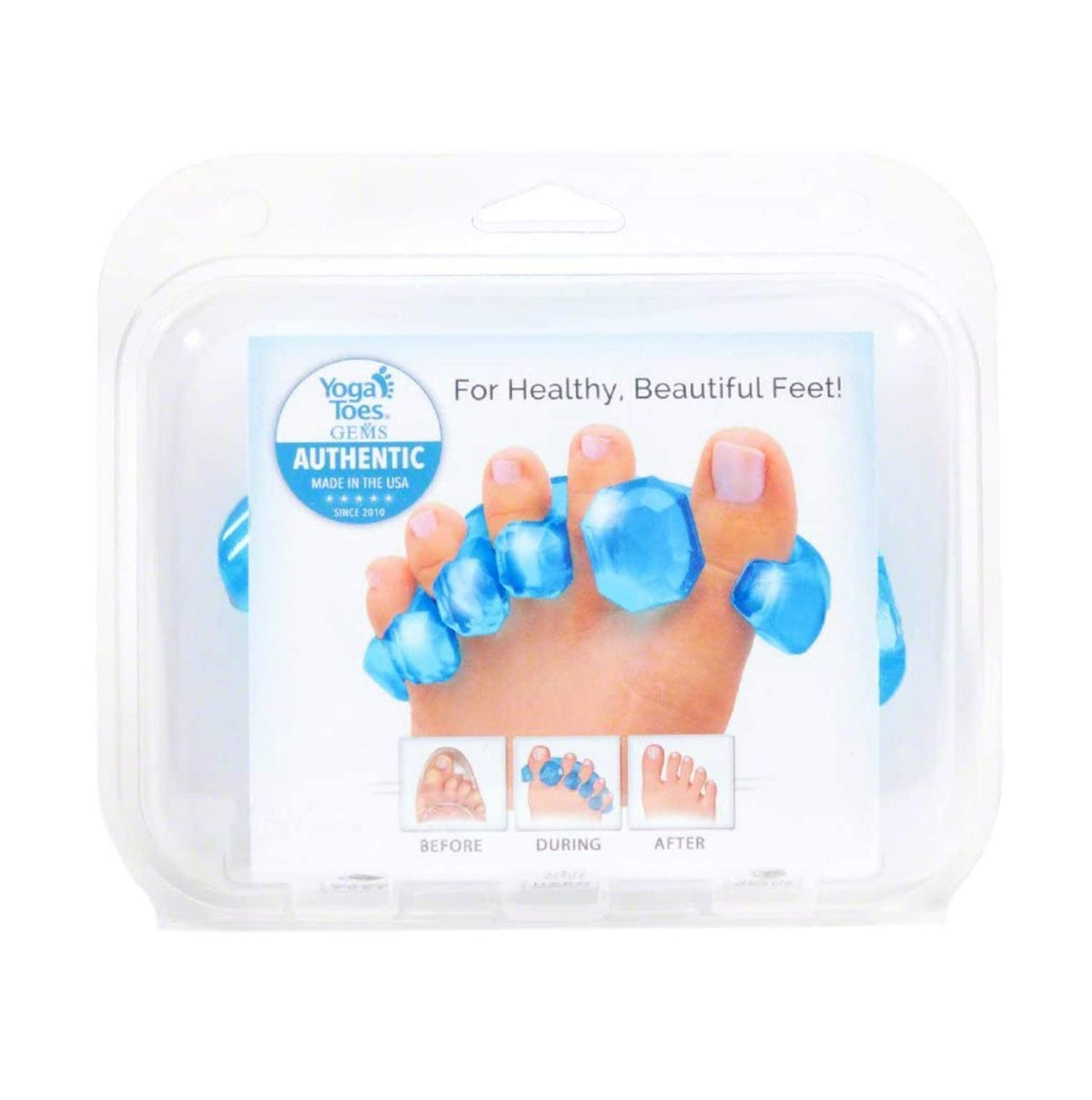 YogaToes GEMS sapphire blue color detail emphasizing aesthetic and quality