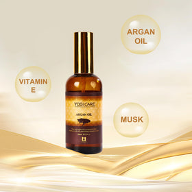 YOGI CARE applying oil to hair mid-lengths showing frizz control and smoothness benefit