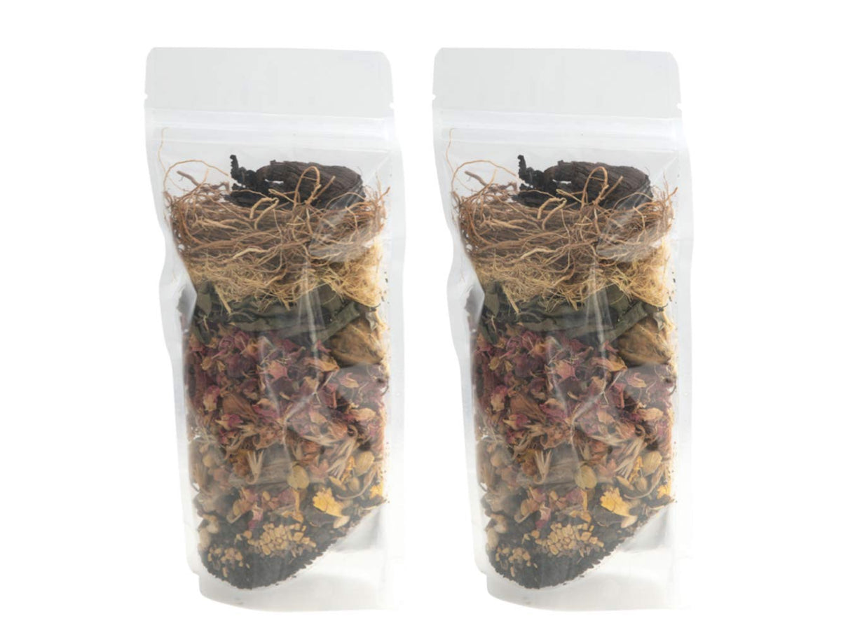 YOGI’S GIFT front packaging showing two 75g herbal sachets and outer bag, clear presentation benefit