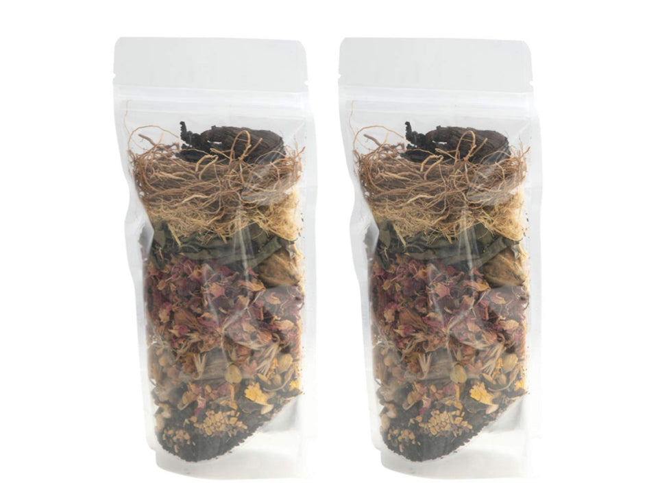 YOGI’S GIFT front packaging showing two 75g herbal sachets and outer bag, clear presentation benefit
