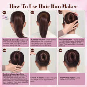 Yogode bun in use on model demonstrating polished hairstyle benefit
