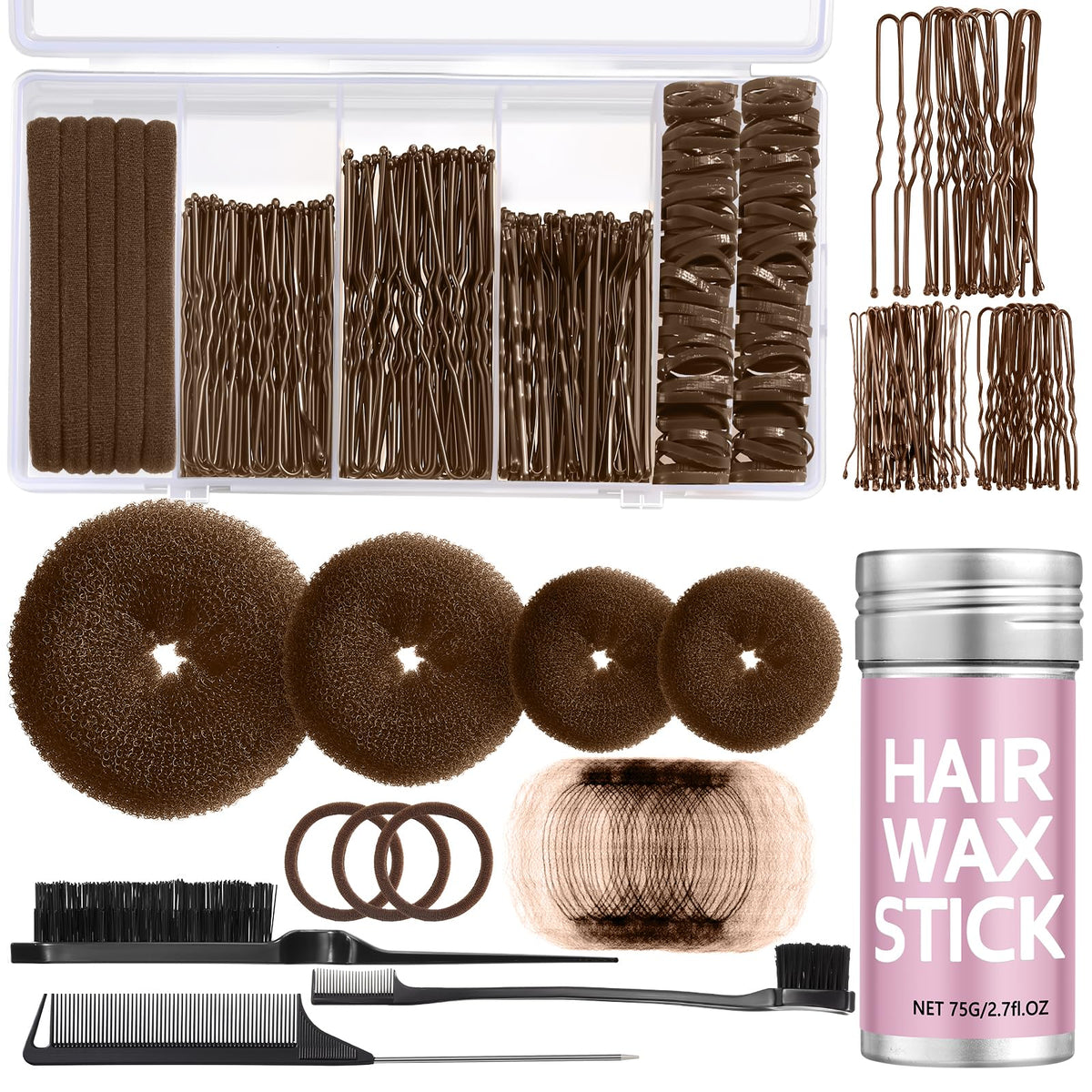Yogode front kit layout showing all included bun tools and benefits