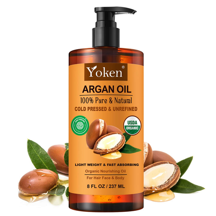 Yoken argan oil front bottle showing clean packaging and USDA quality