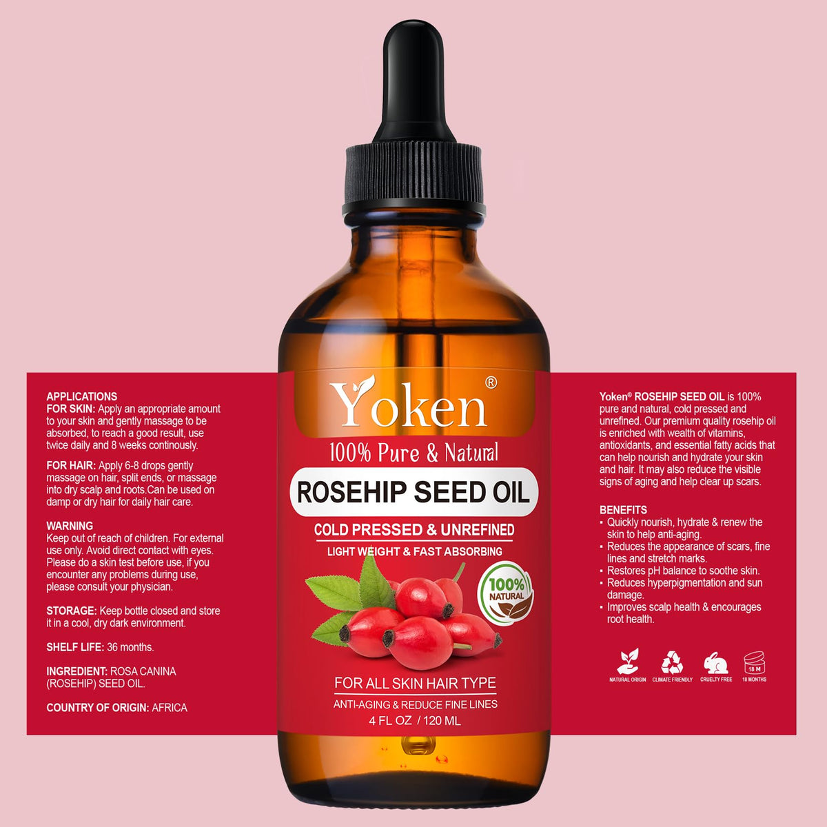 Yoken bottle next to hand for scale and easy at-home use benefit
