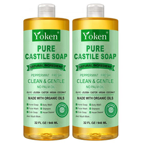 Yoken bottle on bathroom shelf highlighting eco-friendly, plant-based routine