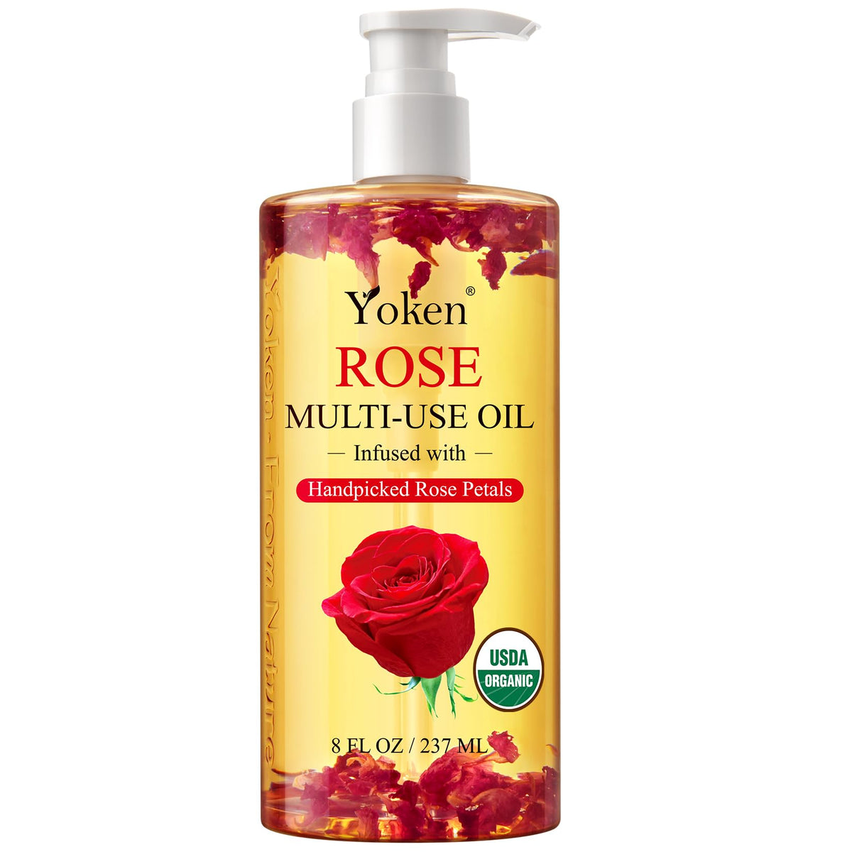 Yoken bottle with rose petals showing floral hydration benefit