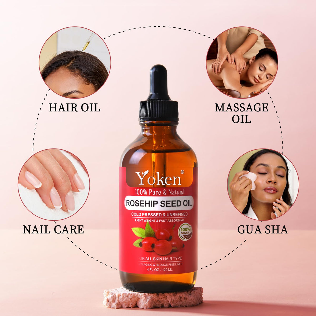Yoken applied to hair ends reducing frizz and adding shine benefit