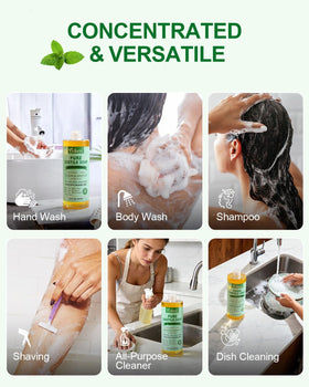 Yoken bottle beside sink as hand wash demonstrating gentle cleansing