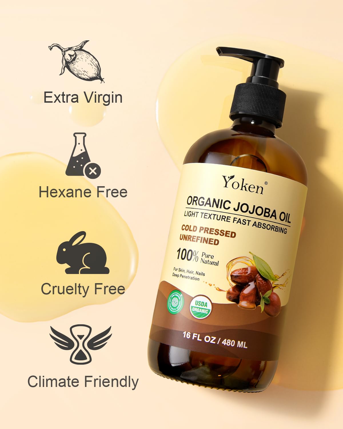 Yoken oil applied to face demonstrating gentle moisturization benefit