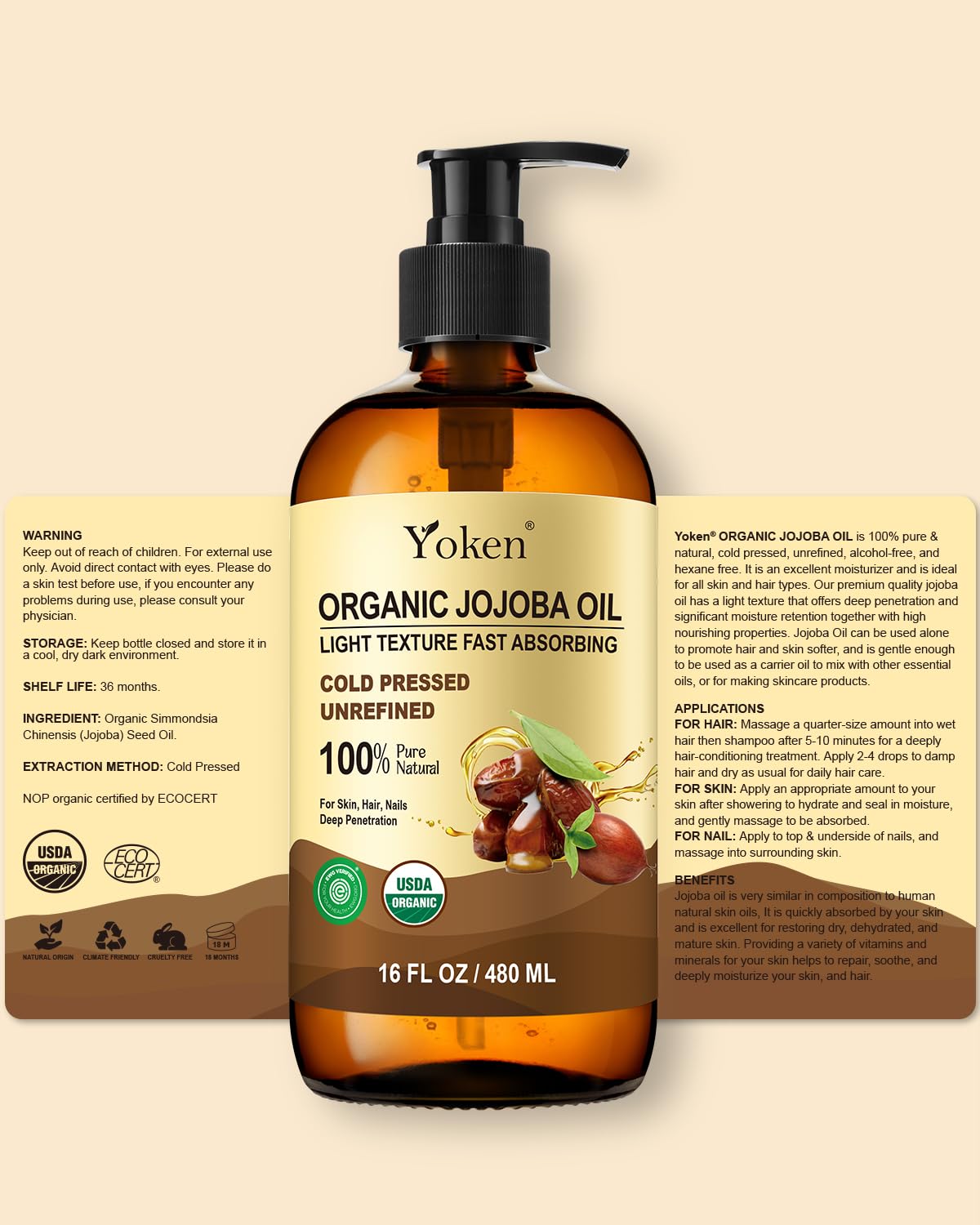 Yoken bottle styled in bathroom setting showing natural skincare routine benefit
