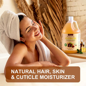 Yoken jojoba oil applied to hair ends demonstrating nourishment benefit