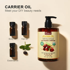 Applying Yoken jojoba oil to hair ends to show nourishment and shine