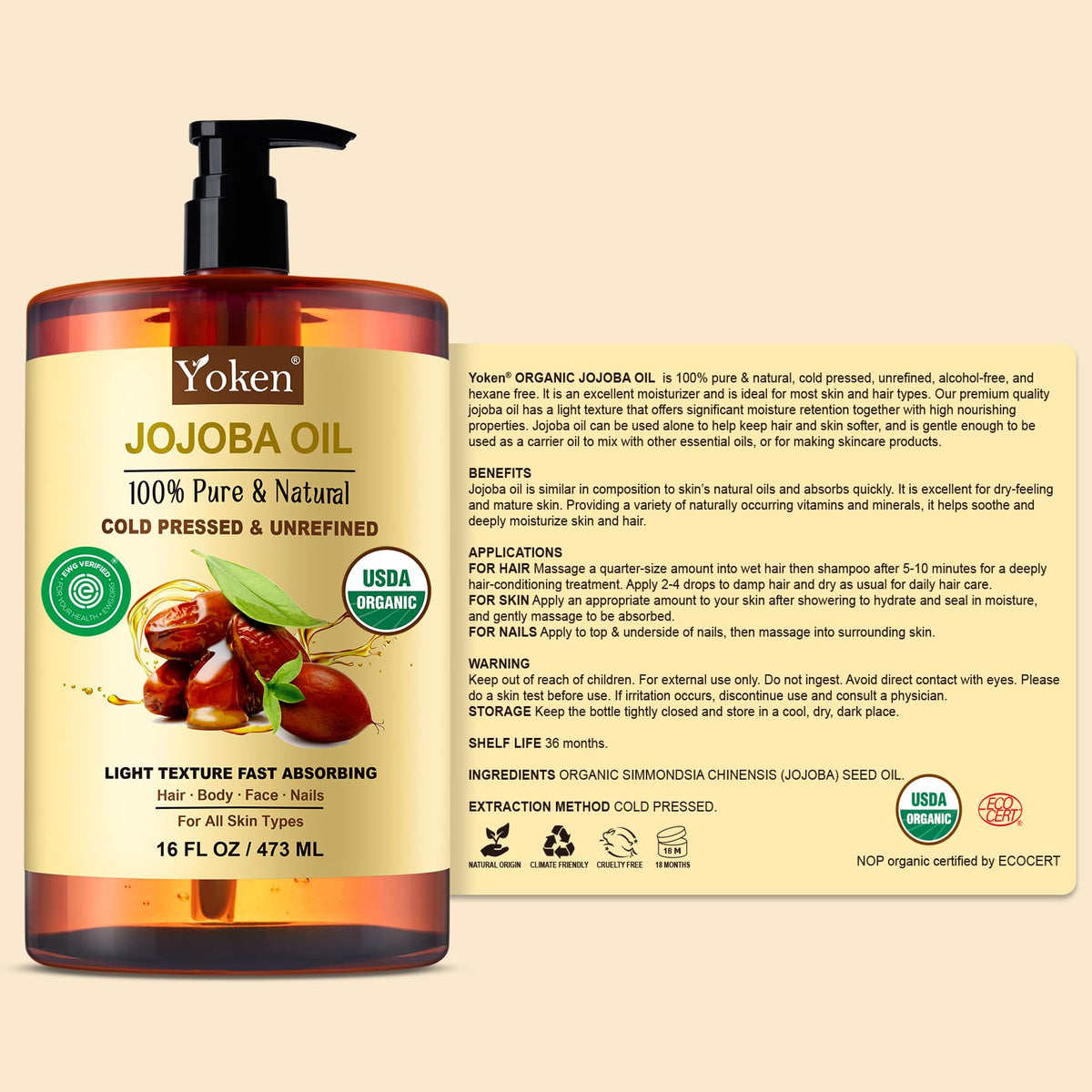 Massaging Yoken jojoba oil into cuticles for nail hydration and flexibility