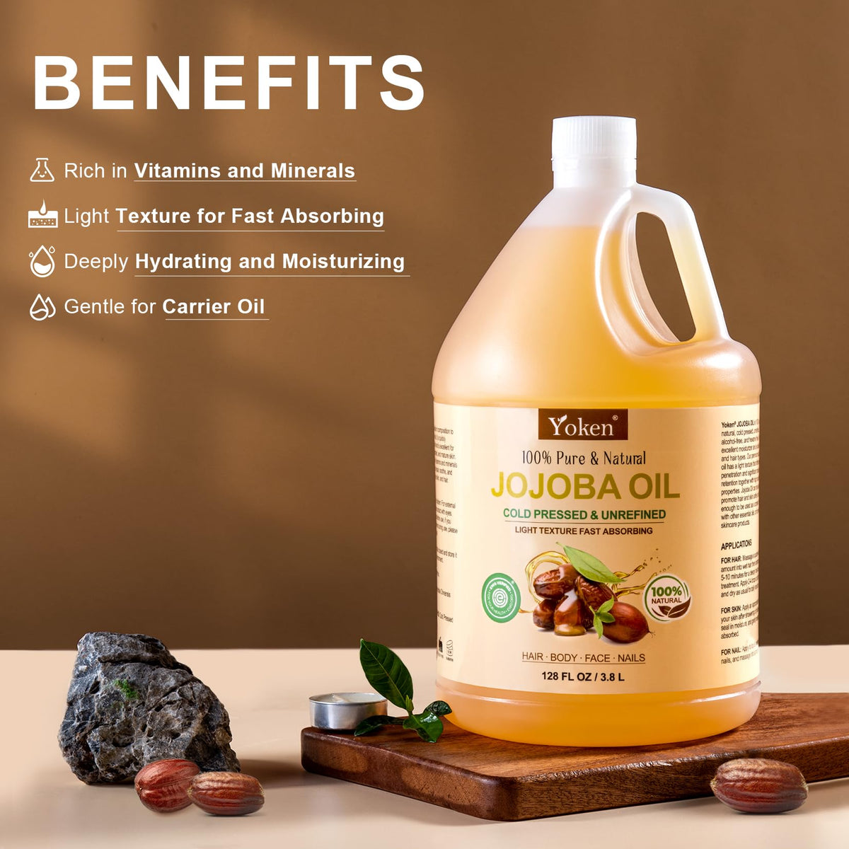 Yoken jojoba oil pouring into glass jar to measure DIY recipe accurately
