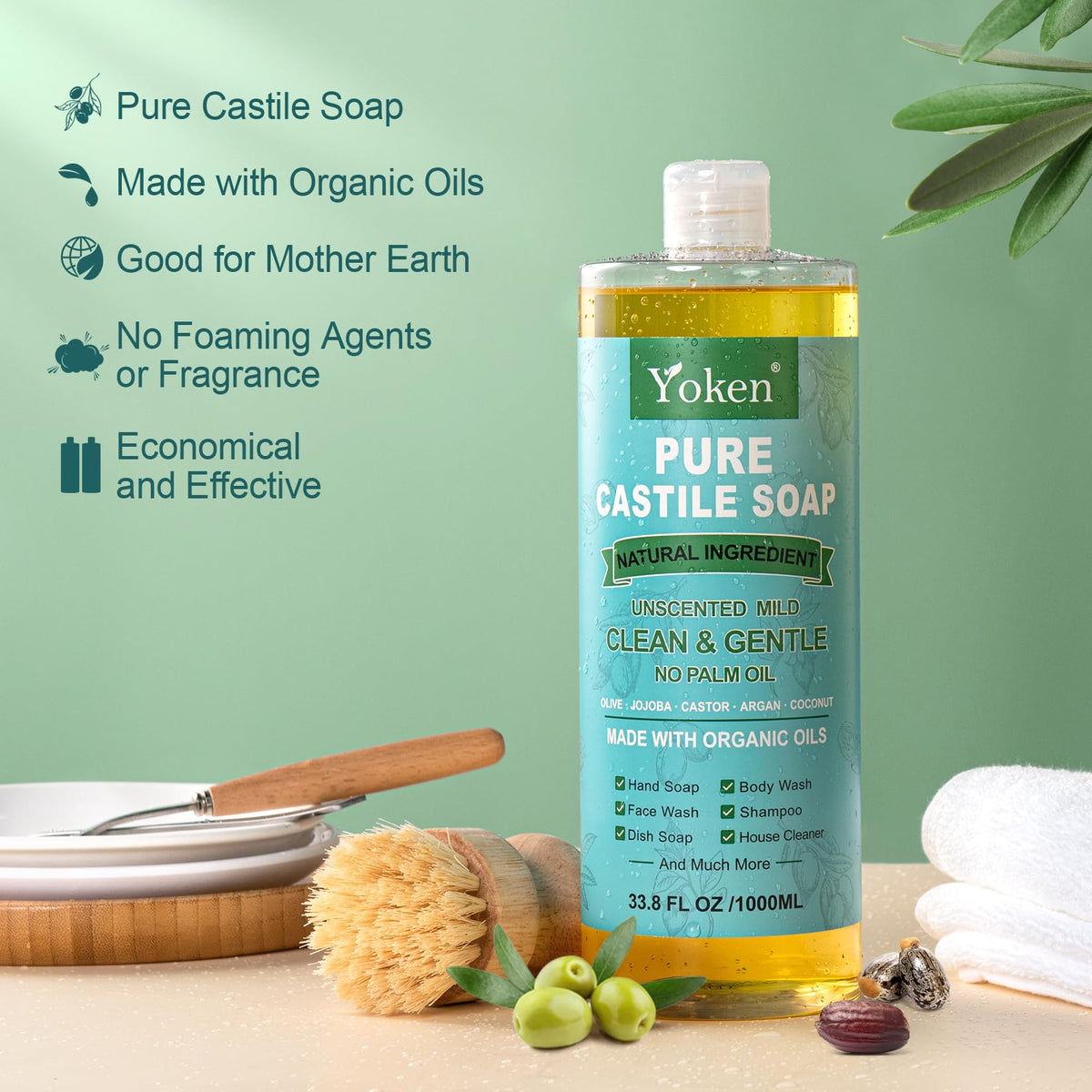 Yoken label close-up listing organic oils and EWG Verified benefit