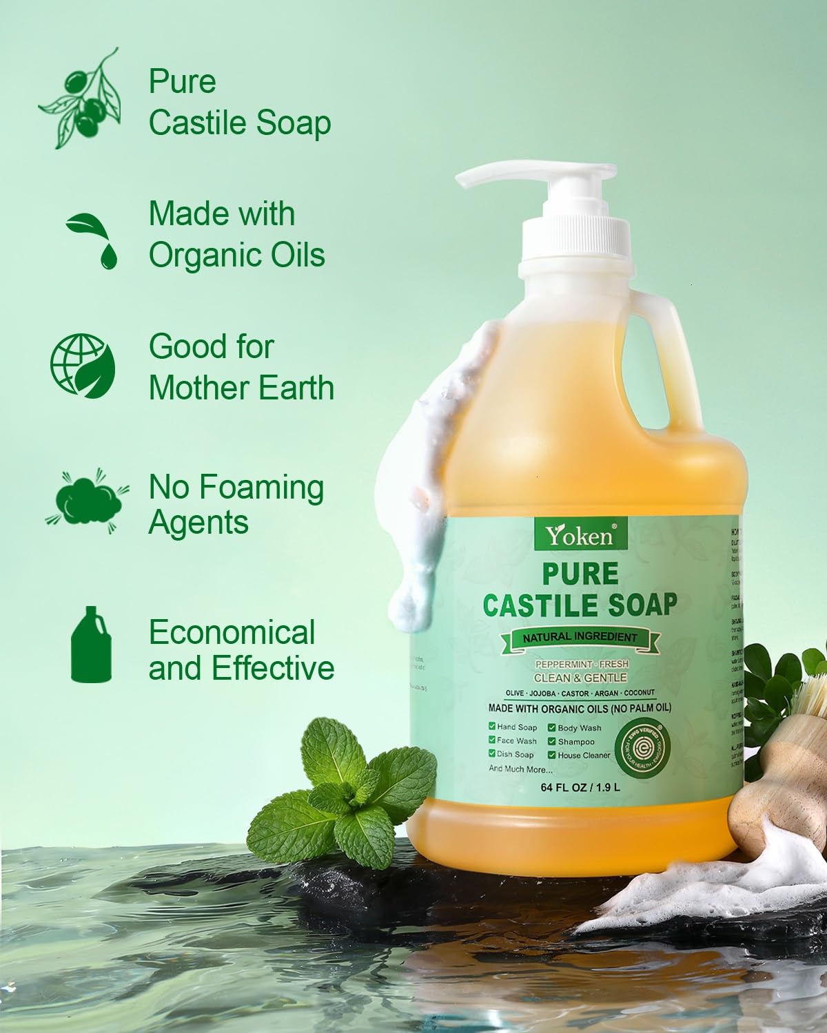 Yoken label close-up listing organic oils and EWG verification benefits