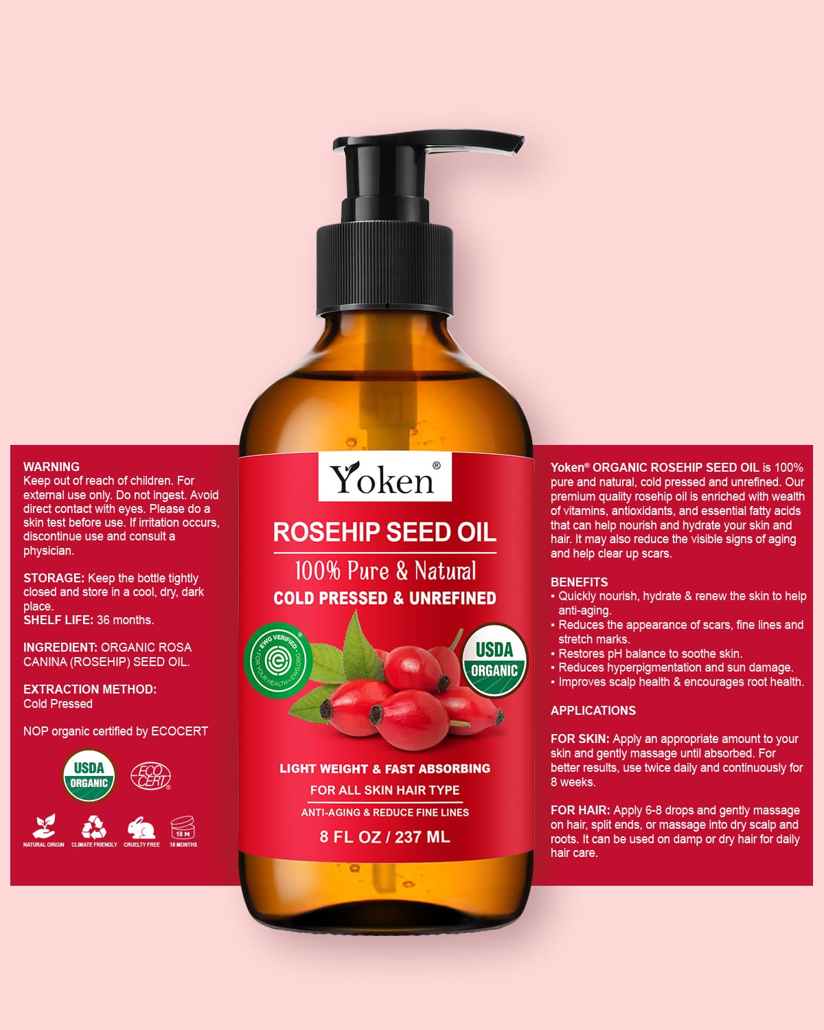 Yoken bottle on bathroom vanity in lifestyle setting suggesting daily beauty routine use
