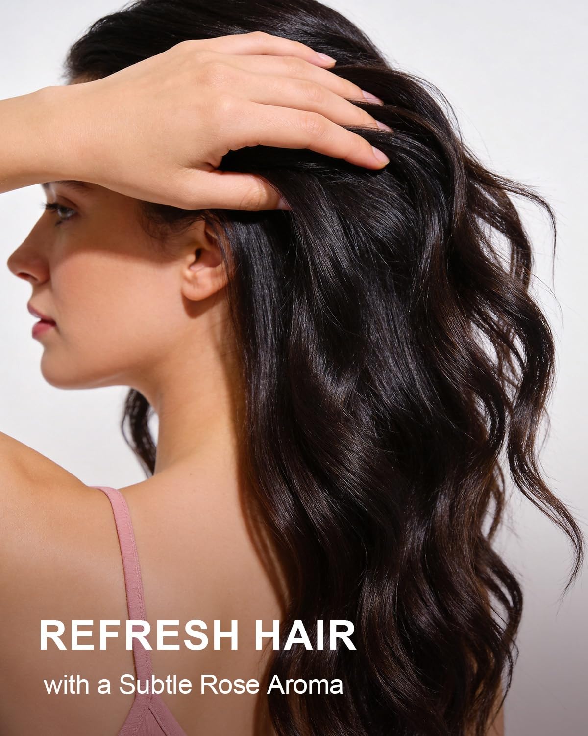 Yoken mist applied to hair showing lightweight refresh and detangling benefit