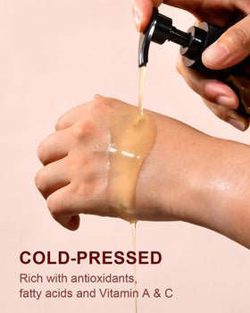 Yoken oil pouring drop close-up showing lightweight texture for quick absorption