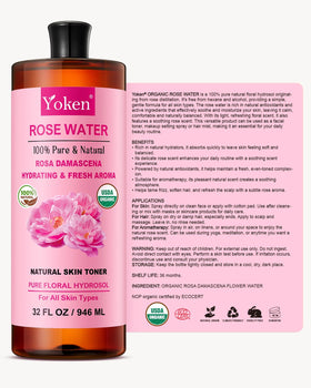 Yoken rose water on bathroom shelf in lifestyle scene for daily routine benefit