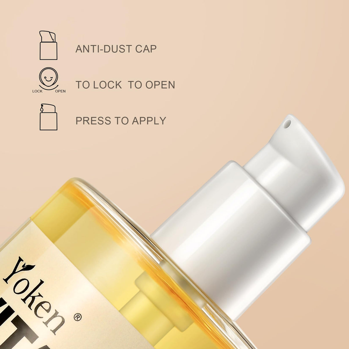 Yoken size scale with hand showing 8 oz bottle capacity for regular use