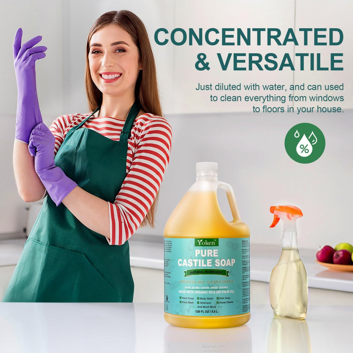 Person using Yoken as body wash demonstrating gentle, unscented cleansing