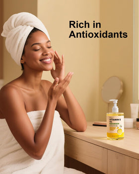 hand applying Yoken Vitamin E Oil for quick absorption and hydration