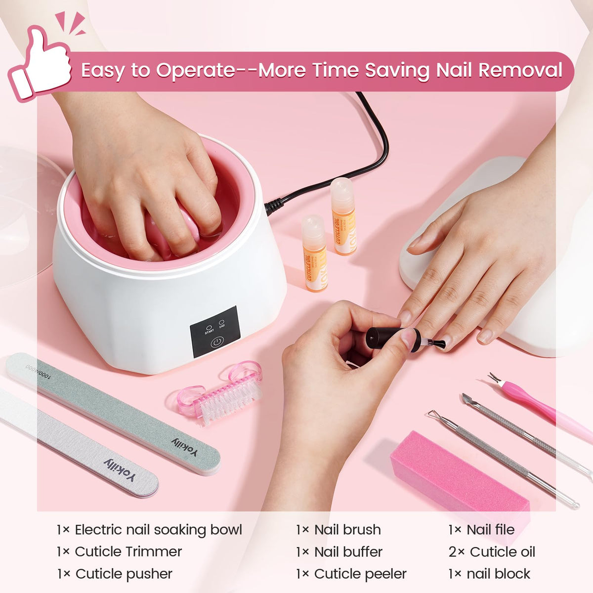 Yokilly size and scale comparison with hand to show portability and countertop fit