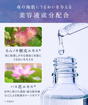 YOLU applied to hair ends demonstrating smoother, less tangled morning hair