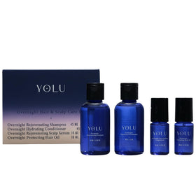 YOLU front packaging of travel kit showing compact four-step set and portability benefit
