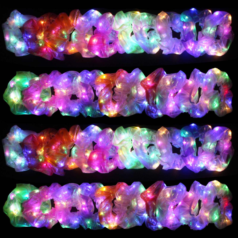 Yomwig front packaging showing 40pcs LED scrunchies and colorful assortment benefits visibility