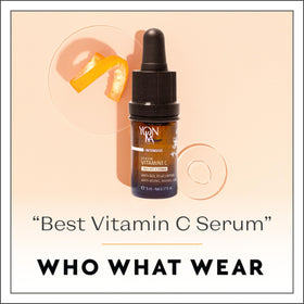 Yon-Ka serum placed on bathroom shelf in lifestyle scene showing seamless routine integration