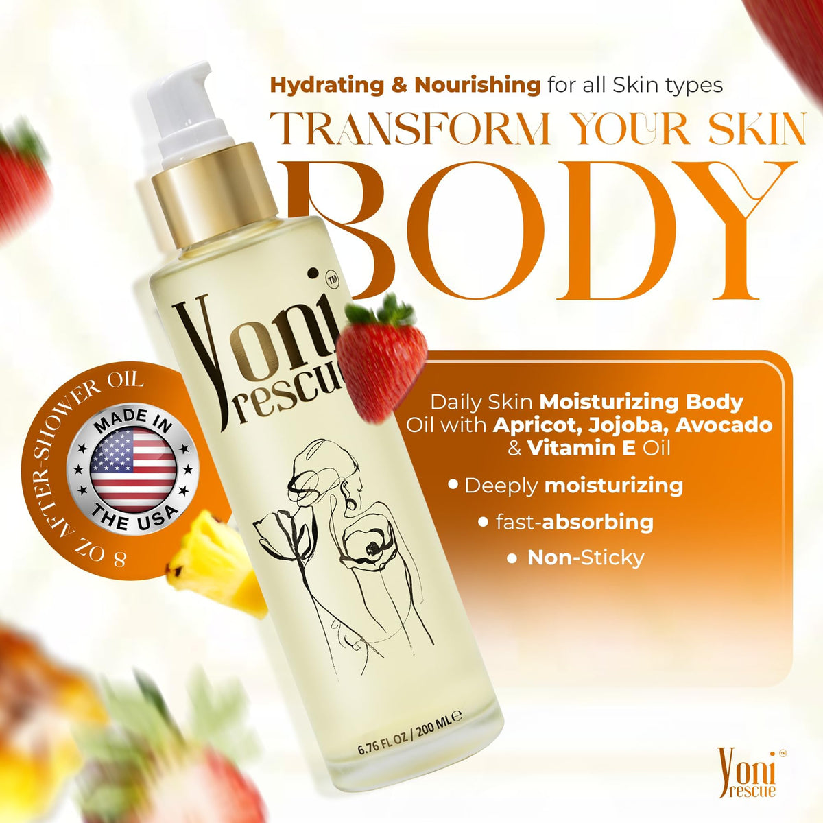 Yoni Rescue oil used for back massage to relax muscles and nourish skin