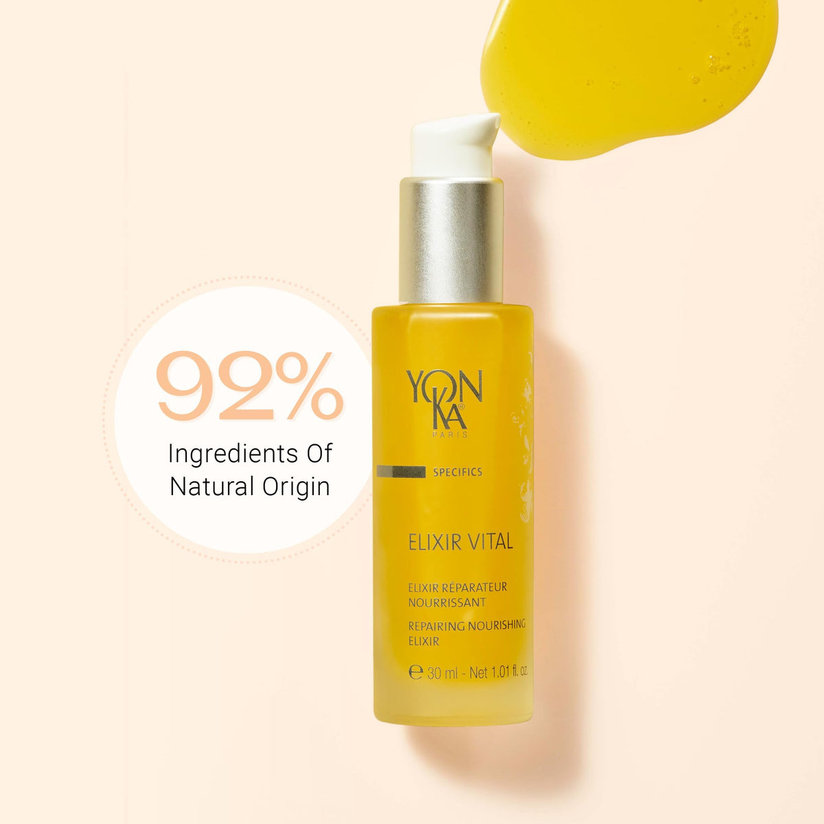 Yon-Ka Elixir Vital on bathroom shelf illustrating daily routine enhancement