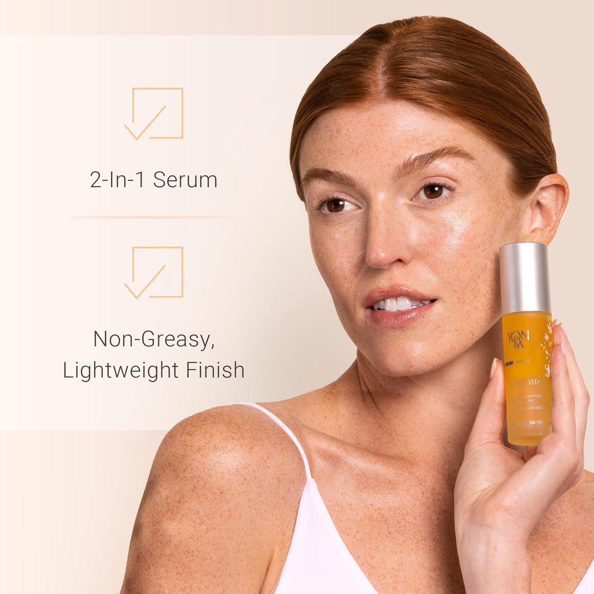 Yon-Ka Elixir Vital ingredients flatlay with botanical oils for skin nourishment