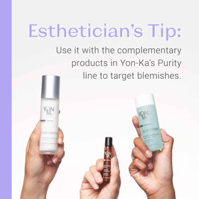 Yonka emulsion pump dispensing product illustrating easy, controlled application benefit