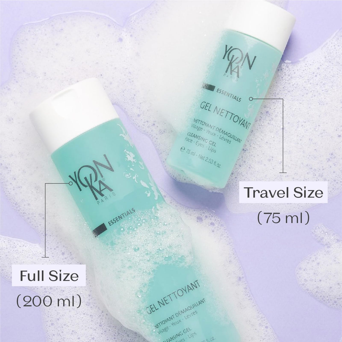 Yonka foam on hand demonstrating gentle lather and easy makeup removal