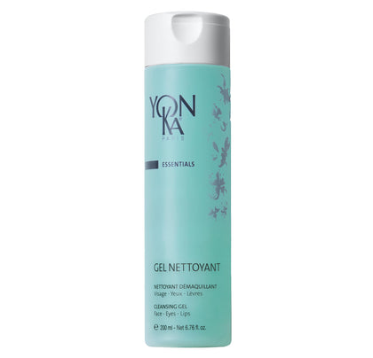Yonka gel cleanser front packaging showing bottle and branding, promotes effective cleansing