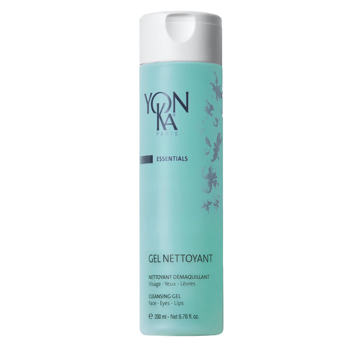 Yonka gel cleanser front packaging showing bottle and branding, promotes effective cleansing
