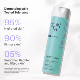 Yonka gel cleanser texture closeup foam demonstrating gentle lather and soft cleansing