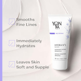 Yonka product being applied to cheek, showing how the mask comforts skin