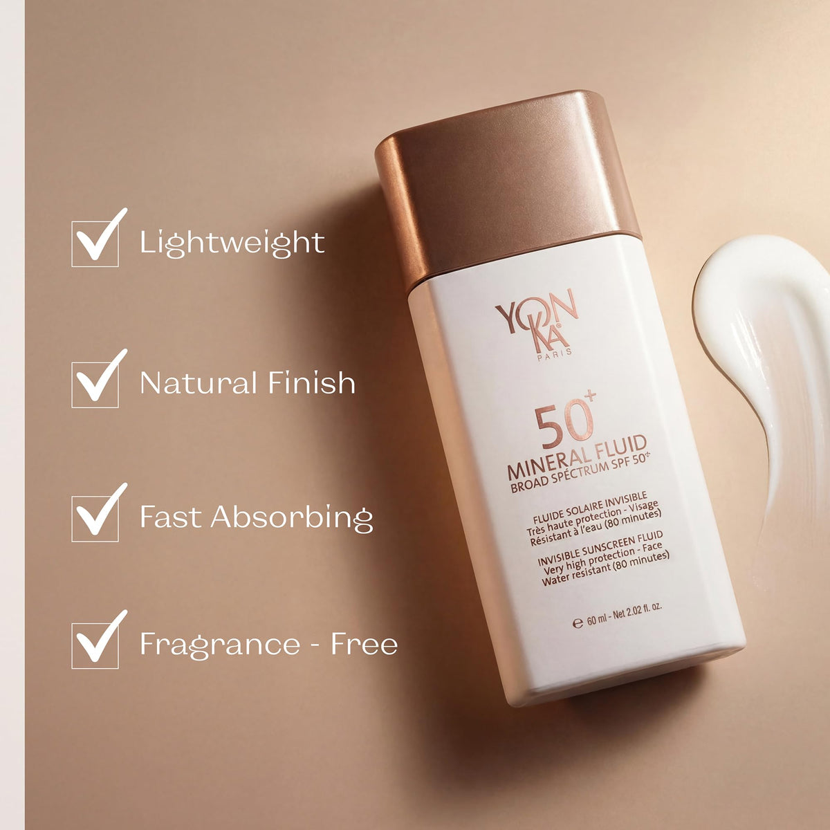 Yonka mineral fluid applied on hand showing quick absorption benefit