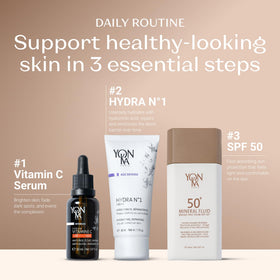 Yonka mineral fluid inside a toiletry bag illustrating morning routine compatibility