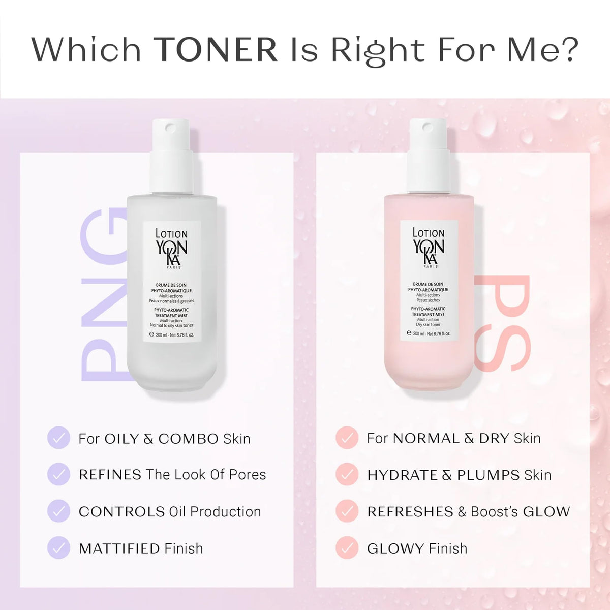 Yonka mist applied over makeup demonstrating setting and refreshing benefit